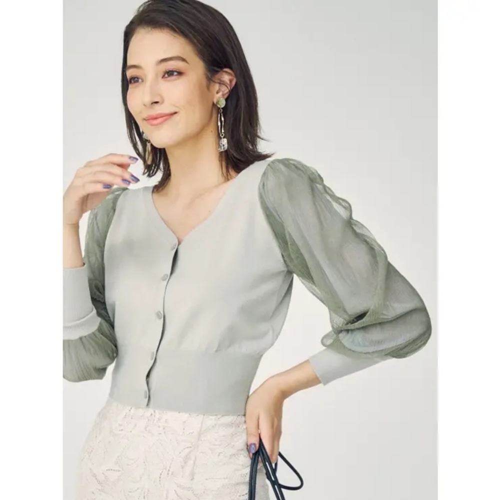 MERCURYDUO 2WAY Pleats Sleeve Knit Cardigan